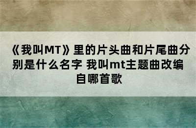 《我叫MT》里的片头曲和片尾曲分别是什么名字 我叫mt主题曲改编自哪首歌